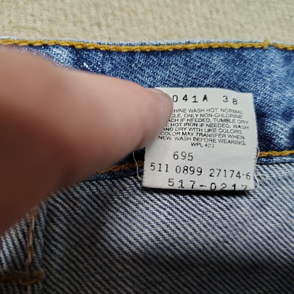 Levi's 517 Bootcut Jeans Mens 36x34 (34x27) Hemmed Blue USA Made Vintage Denim - Picture 5 of 13